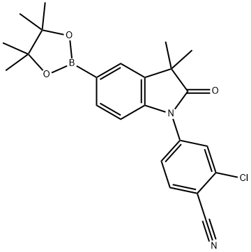 Benzonitrile, 2-chloro-4-[2,3-dihydro-3,3-dimethyl-2-oxo-5-(4,4,5,5-tetramethyl-1,3,2-dioxaborolan-2-yl)-1H-indol-1-yl]- Structure