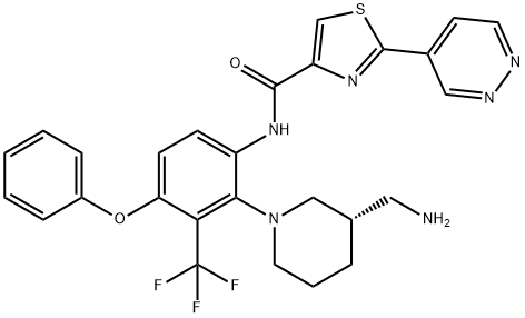 N-[2-[(3S)-3-(Aminomethyl)-1-piperidinyl]-4-phenoxy-3-(trifluoromethyl)phenyl]-2-(4-pyridazinyl)-4-thiazolecarboxamide Structure