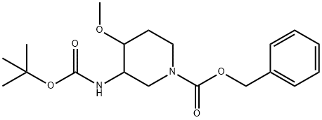 1-Piperidinecarboxylic acid, 3-[[(1,1-dimethylethoxy)carbonyl]amino]-4-methoxy-, phenylmethyl ester Structure