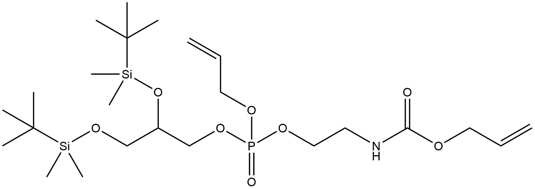 allyl (2-(((allyloxy)(2,3-bis((tert-butyldimethylsilyl)oxy)propoxy)phosphoryl)oxy)ethyl)carbamate Structure