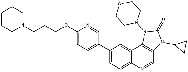 2H-Imidazo[4,5-c]quinolin-2-one, 3-cyclopropyl-1,3-dihydro-1-(4-morpholinyl)-8-[6-[3-(1-piperidinyl)propoxy]-3-pyridinyl]- Structure