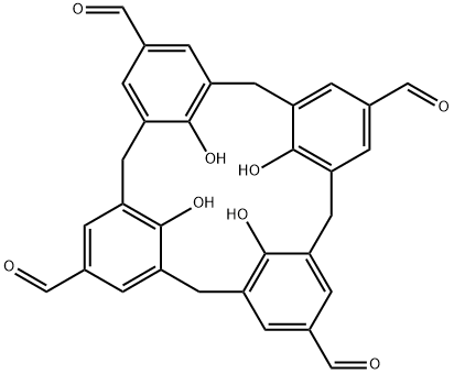 Pentacyclo[19.3.1.13,7.19,13.115,19]octacosa-1(25),3,5,7(28),9,11,13(27),15,17,19(26),21,23-dodecaene-5,11,17,23-tetracarboxaldehyde, 25,26,27,28-tetrahydroxy- Structure