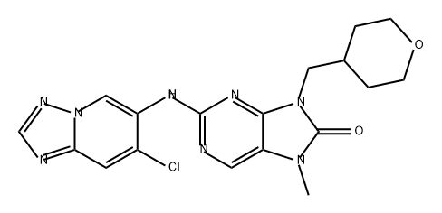 8H-Purin-8-one, 2-[(7-chloro[1,2,4]triazolo[1,5-a]pyridin-6-yl)amino]-7,9-dihydro-7-methyl-9-[(tetrahydro-2H-pyran-4-yl)methyl]- Structure