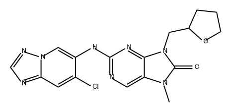 8H-Purin-8-one, 2-[(7-chloro[1,2,4]triazolo[1,5-a]pyridin-6-yl)amino]-7,9-dihydro-7-methyl-9-[(tetrahydro-2-furanyl)methyl]- Structure