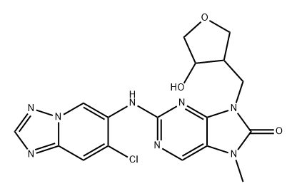 8H-Purin-8-one, 2-[(7-chloro[1,2,4]triazolo[1,5-a]pyridin-6-yl)amino]-7,9-dihydro-7-methyl-9-[(tetrahydro-4-hydroxy-3-furanyl)methyl]- Structure