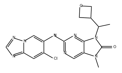 8H-Purin-8-one, 2-[(7-chloro[1,2,4]triazolo[1,5-a]pyridin-6-yl)amino]-7,9-dihydro-7-methyl-9-[1-(3-oxetanyl)ethyl]- Structure