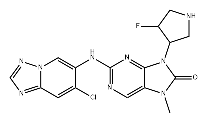 8H-Purin-8-one, 2-[(7-chloro[1,2,4]triazolo[1,5-a]pyridin-6-yl)amino]-9-(4-fluoro-3-pyrrolidinyl)-7,9-dihydro-7-methyl- Structure