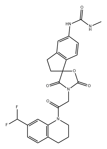 Urea, N-[3'-[2-[7-(difluoromethyl)-3,4-dihydro-1(2H)-quinolinyl]-2-oxoethyl]-2,3-dihydro-2',4'-dioxospiro[1H-indene-1,5'-oxazolidin]-5-yl]-N'-methyl- Structure