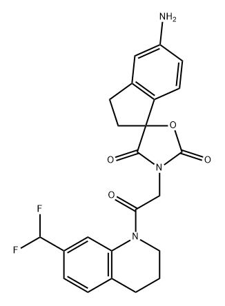 Spiro[1H-indene-1,5'-oxazolidine]-2',4'-dione, 5-amino-3'-[2-[7-(difluoromethyl)-3,4-dihydro-1(2H)-quinolinyl]-2-oxoethyl]-2,3-dihydro- 구조식 이미지