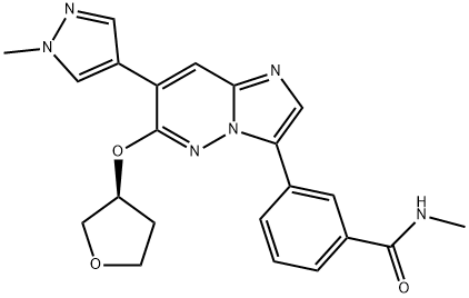 Benzamide, N-methyl-3-[7-(1-methyl-1H-pyrazol-4-yl)-6-[[(3S)-tetrahydro-3-furanyl]oxy]imidazo[1,2-b]pyridazin-3-yl]- Structure
