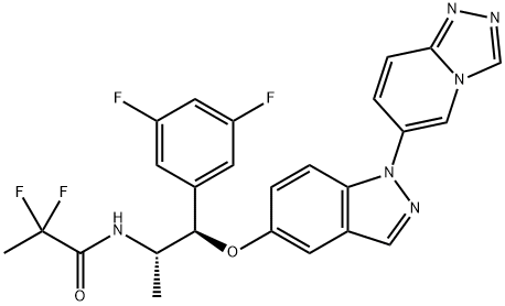 Propanamide, N-[(1S,2R)-2-(3,5-difluorophenyl)-1-methyl-2-[[1-(1,2,4-triazolo[4,3-a]pyridin-6-yl)-1H-indazol-5-yl]oxy]ethyl]-2,2-difluoro- Structure