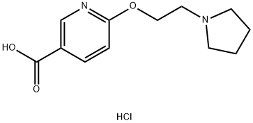 3-Pyridinecarboxylic acid, 6-[2-(1-pyrrolidinyl)ethoxy]-, hydrochloride (1:1) Structure