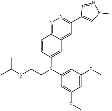 1,2-Ethanediamine, N1-(3,5-dimethoxyphenyl)-N2-(1-methylethyl)-N1-[3-(1-methyl-1H-pyrazol-4-yl)-6-cinnolinyl]- Structure