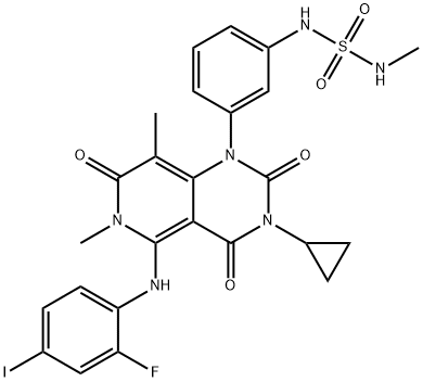 Sulfamide, N-[3-[3-cyclopropyl-5-[(2-fluoro-4-iodophenyl)amino]-3,4,6,7-tetrahydro-6,8-dimethyl-2,4,7-trioxopyrido[4,3-d]pyrimidin-1(2H)-yl]phenyl]-N'-methyl- Structure