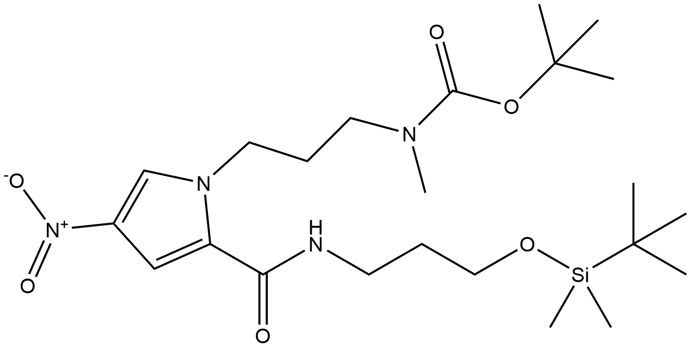 tert-butyl N-{3-[2-({3-[(tert-butyldimethylsilyl)oxy]propyl}carbamoyl)-4-nitro-1H-pyrrol-1-yl]propyl}-N-methylcarbamate Structure