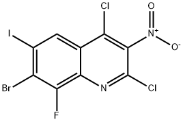 Quinoline, 7-bromo-2,4-dichloro-8-fluoro-6-iodo-3-nitro- Structure