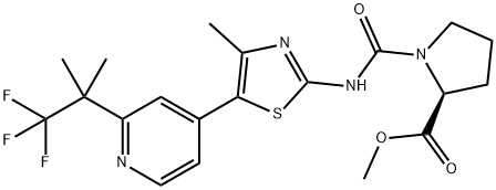 L-Proline, 1-[[[4-methyl-5-[2-(2,2,2-trifluoro-1,1-dimethylethyl)-4-pyridinyl]-2-thiazolyl]amino]carbonyl]-, methyl ester Structure