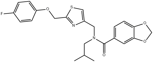 1,3-Benzodioxole-5-carboxamide, N-[[2-[(4-fluorophenoxy)methyl]-4-thiazolyl]methyl]-N-(2-methylpropyl)- Structure