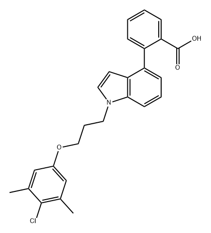 Benzoic acid, 2-[1-[3-(4-chloro-3,5-dimethylphenoxy)propyl]-1H-indol-4-yl]- Structure