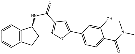 3-Isoxazolecarboxamide, N-[(1R)-2,3-dihydro-1H-inden-1-yl]-5-[4-[(dimethylamino)carbonyl]-3-hydroxyphenyl]- Structure