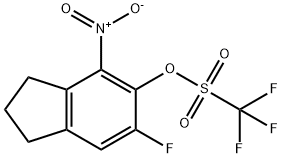 Methanesulfonic acid, 1,1,1-trifluoro-, 6-fluoro-2,3-dihydro-4-nitro-1H-inden-5-yl ester Structure