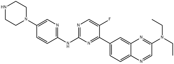 2-Quinoxalinamine, N,N-diethyl-7-[5-fluoro-2-[[5-(1-piperazinyl)-2-pyridinyl]amino]-4-pyrimidinyl]- Structure