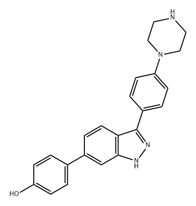 Phenol, 4-[3-[4-(1-piperazinyl)phenyl]-1H-indazol-6-yl]- Structure