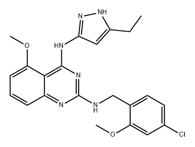 2,4-Quinazolinediamine, N2-[(4-chloro-2-methoxyphenyl)methyl]-N4-(5-ethyl-1H-pyrazol-3-yl)-5-methoxy- Structure