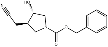 1-Pyrrolidinecarboxylic acid, 3-(cyanomethyl)-4-hydroxy-, phenylmethyl ester, (3R,4S)- 구조식 이미지