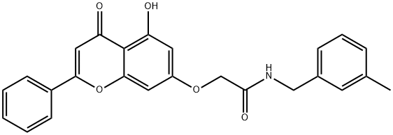 Acetamide, 2-[(5-hydroxy-4-oxo-2-phenyl-4H-1-benzopyran-7-yl)oxy]-N-[(3-methylphenyl)methyl]- Structure