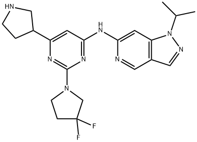 1H-Pyrazolo[4,3-c]pyridin-6-amine, N-[2-(3,3-difluoro-1-pyrrolidinyl)-6-(3-pyrrolidinyl)-4-pyrimidinyl]-1-(1-methylethyl)- Structure