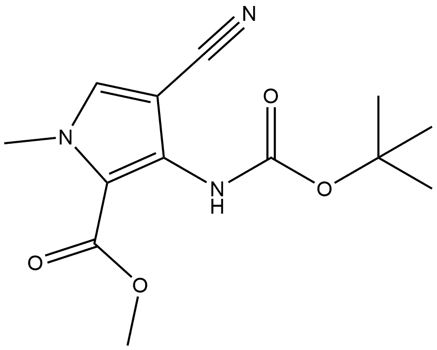 1H-Pyrrole-2-carboxylic acid, 4-cyano-3-[[(1,1-dimethylethoxy)carbonyl]amino]-1-methyl-, methyl ester Structure