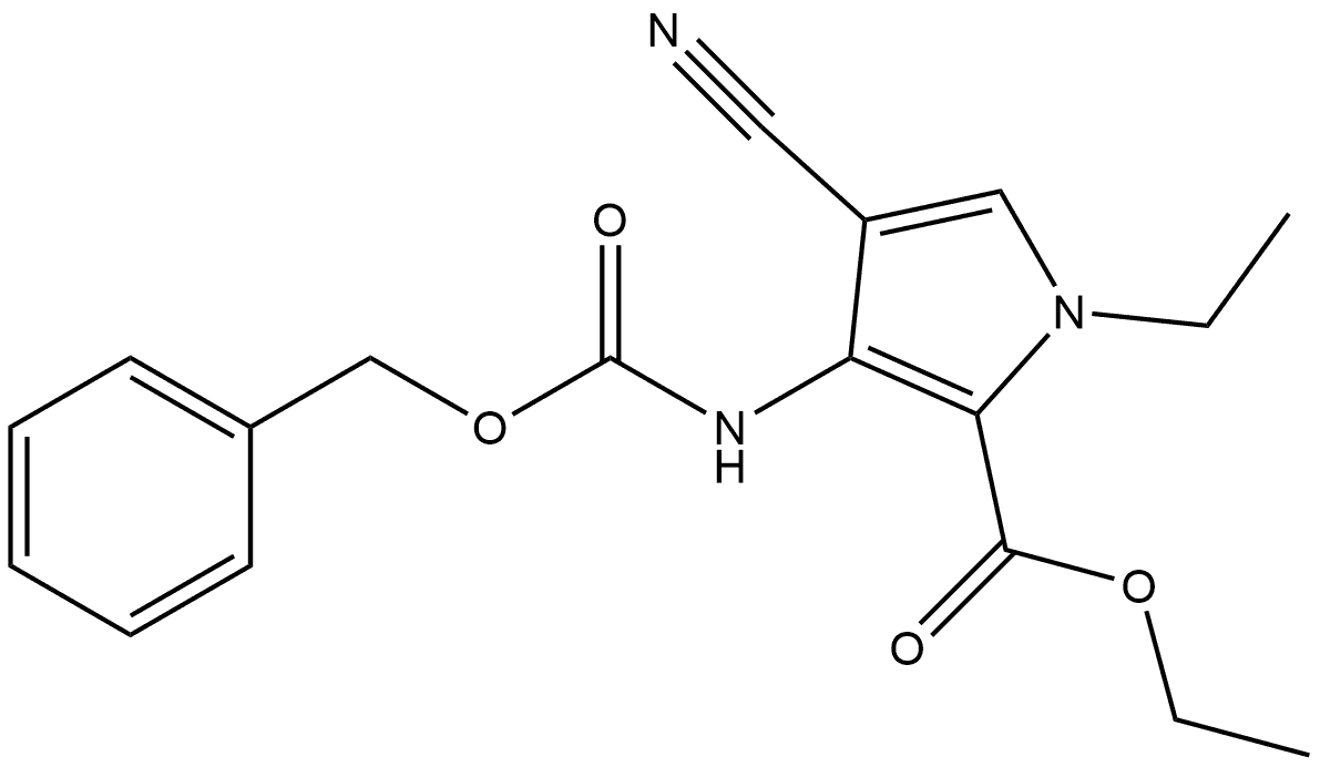 1H-Pyrrole-2-carboxylic acid, 4-cyano-1-ethyl-3-[[(phenylmethoxy)carbonyl]amino]-, ethyl ester Structure