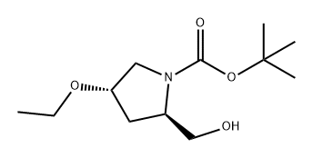 1-Pyrrolidinecarboxylic acid, 4-ethoxy-2-(hydroxymethyl)-, 1,1-dimethylethyl ester, (2R,4S)- Structure