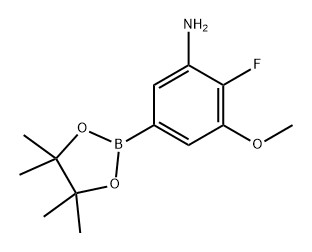 Benzenamine, 2-fluoro-3-methoxy-5-(4,4,5,5-tetramethyl-1,3,2-dioxaborolan-2-yl)- Structure