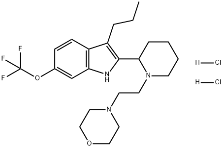 1H-Indole, 2-[1-[2-(4-morpholinyl)ethyl]-2-piperidinyl]-3-propyl-6-(trifluoromethoxy)-, hydrochloride (1:2) Structure