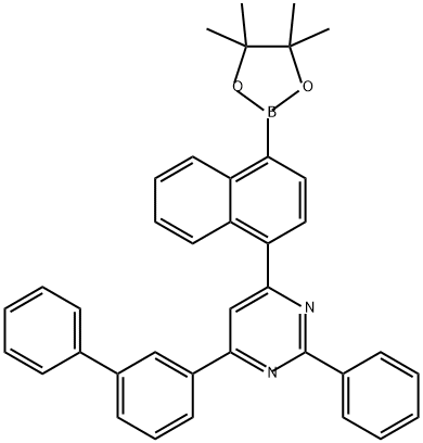 Pyrimidine, 4-[1,1'-biphenyl]-3-yl-2-phenyl-6-[4-(4,4,5,5-tetramethyl-1,3,2-dioxaborolan-2-yl)-1-naphthalenyl]- Structure