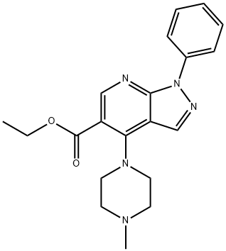 1H-Pyrazolo[3,4-b]pyridine-5-carboxylic acid, 4-(4-methyl-1-piperazinyl)-1-phenyl-, ethyl ester Structure