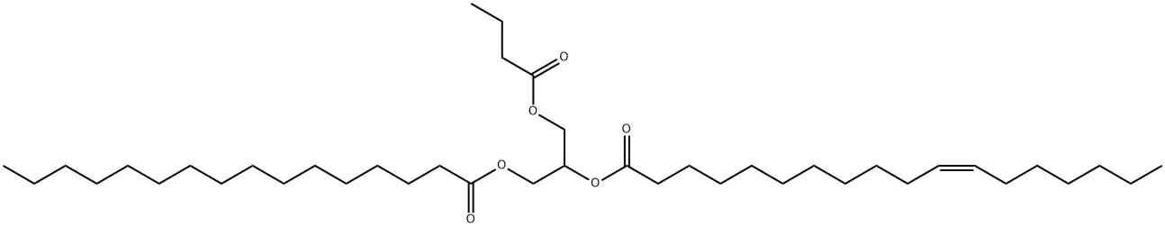 11-Octadecenoic acid, 1-[(1-oxobutoxy)methyl]-2-[(1-oxohexadecyl)oxy]ethyl ester, (11Z)- Structure