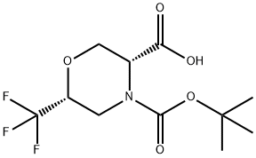 3,4-Morpholinedicarboxylic acid, 6-(trifluoromethyl)-, 4-(1,1-dimethylethyl) ester, (3R,6R)- Structure