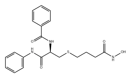 Benzamide, N-[(1R)-1-[[[4-(hydroxyamino)-4-oxobutyl]thio]methyl]-2-oxo-2-(phenylamino)ethyl]- Structure