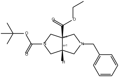 Pyrrolo[3,4-c]pyrrole-2,3a(1H,4H)-dicarboxylic acid, tetrahydro-5-(phenylmethyl)-, 2-(1,1-dimethylethyl) 3a-ethyl ester, (3aR,6aR)-rel- Structure