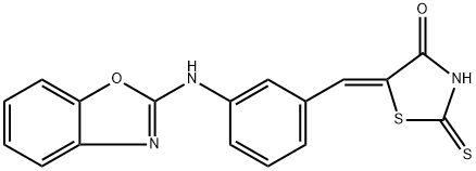 4-Thiazolidinone, 5-[[3-(2-benzoxazolylamino)phenyl]methylene]-2-thioxo-, (5Z)- Structure