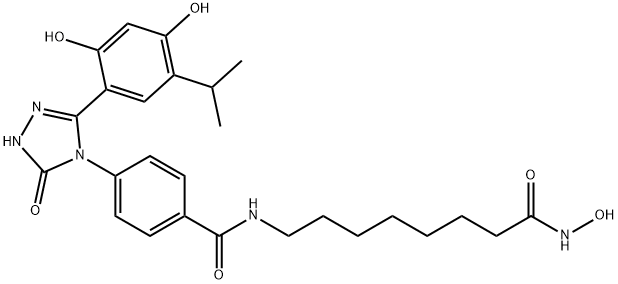 Benzamide, 4-[3-[2,4-dihydroxy-5-(1-methylethyl)phenyl]-1,5-dihydro-5-oxo-4H-1,2,4-triazol-4-yl]-N-[8-(hydroxyamino)-8-oxooctyl]- Structure