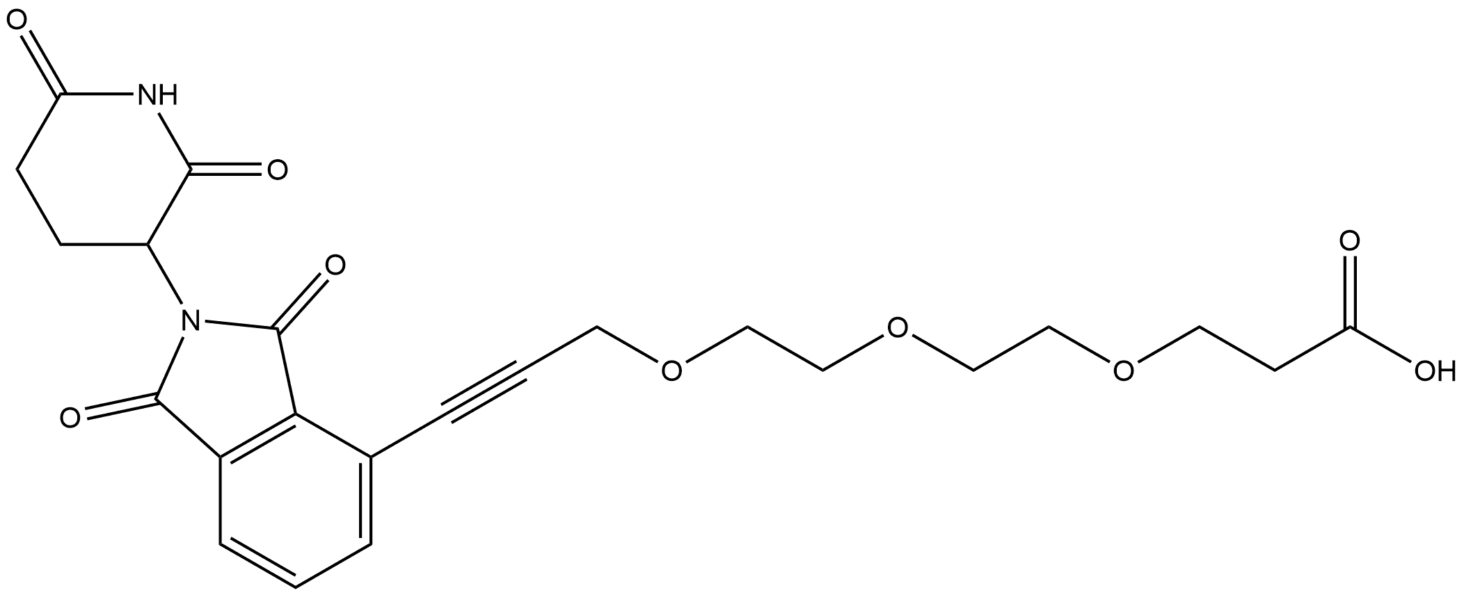 3-[2-[2-[[3-[2-(2,6-Dioxo-3-piperidinyl)-2,3-dihydro-1,3-dioxo-1H-isoindol-4-yl]-2-propyn-1-yl]oxy]ethoxy]ethoxy]propanoic acid (ACI) Structure