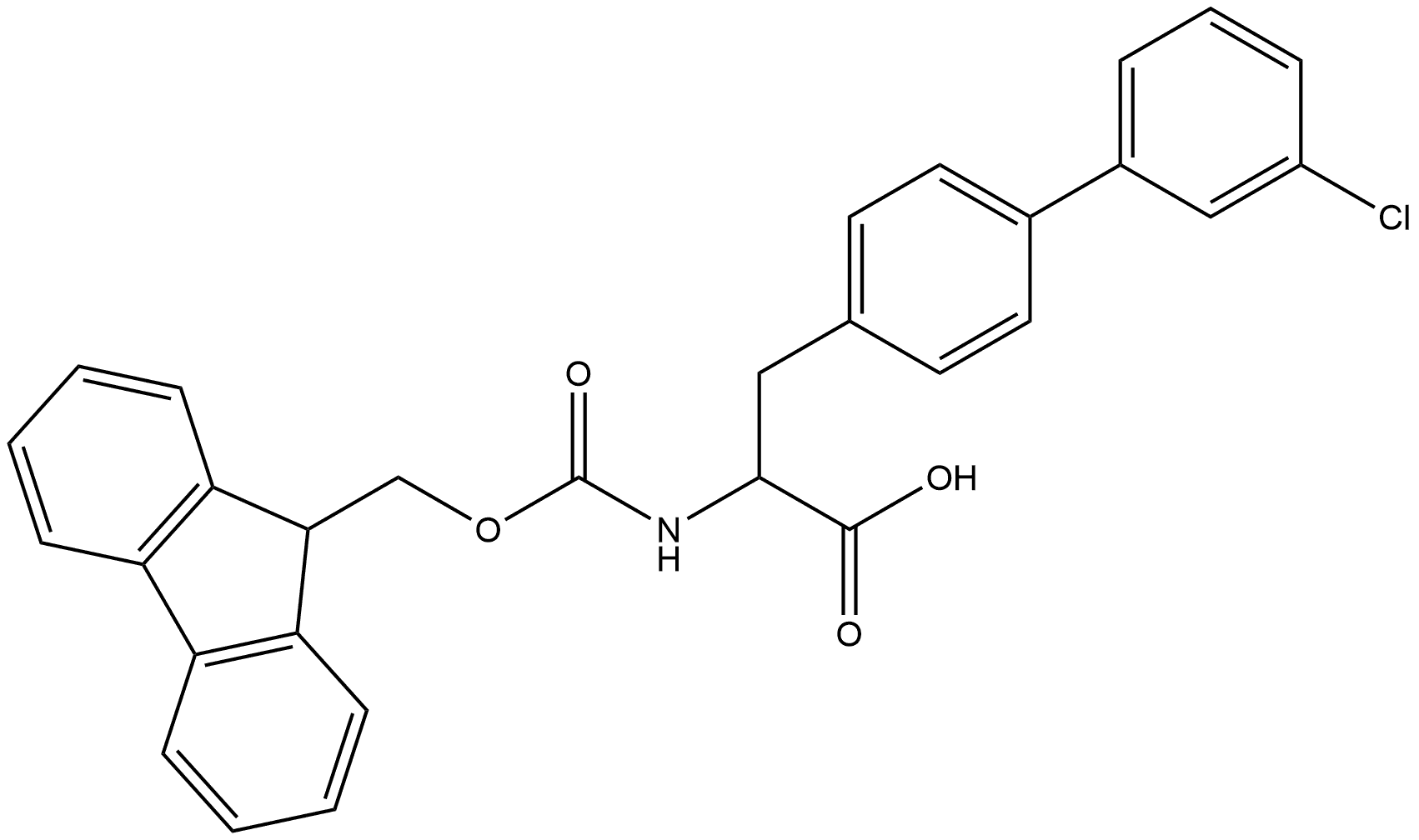2-((((9H-Fluoren-9-yl)methoxy)carbonyl)amino)-3-(3'-chloro-[1,1'-biphenyl]-4-yl)propanoic acid Structure