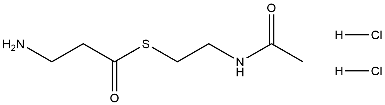 Propanethioic acid, 3-amino-, S-[2-(acetylamino)ethyl] ester, hydrochloride (1:2) Structure