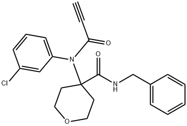 2H-Pyran-4-carboxamide, 4-[(3-chlorophenyl)(1-oxo-2-propyn-1-yl)amino]tetrahydro-N-(phenylmethyl)- Structure