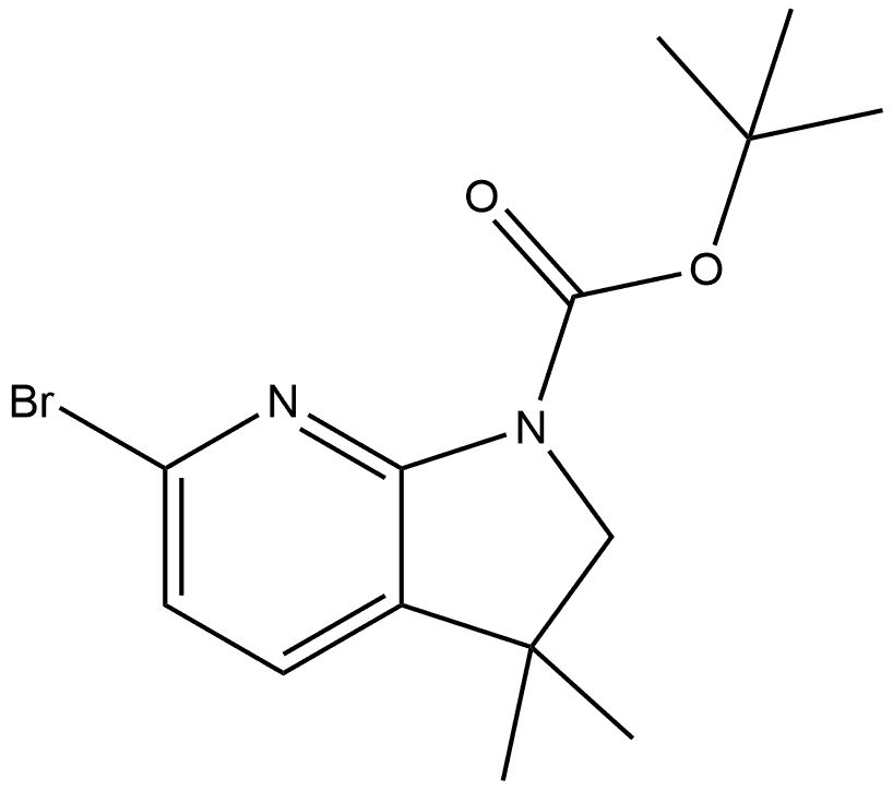 1,1-Dimethylethyl 6-bromo-2,3-dihydro-3,3-dimethyl-1H-pyrrolo[2,3-b]pyridine-1-carboxylate 구조식 이미지