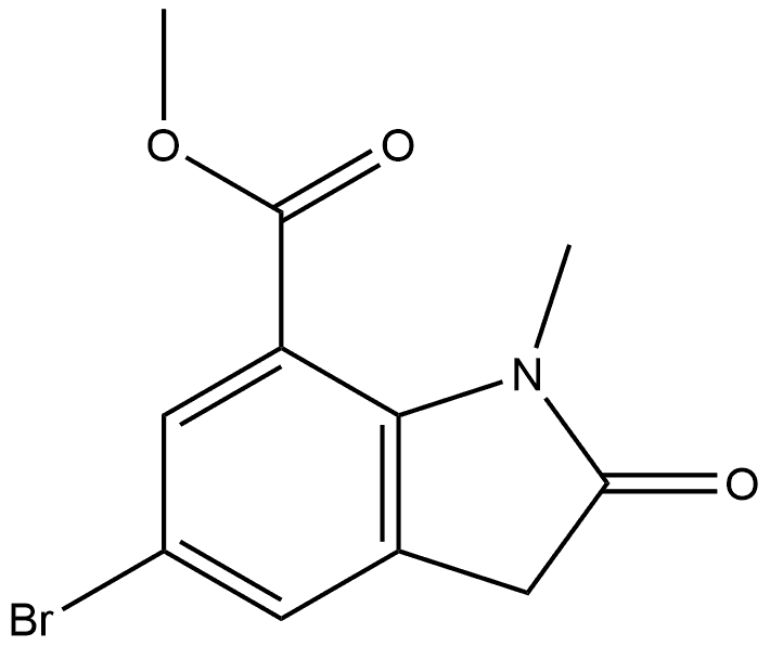 Methyl 5-bromo-2,3-dihydro-1-methyl-2-oxo-1H-indole-7-carboxylate Structure